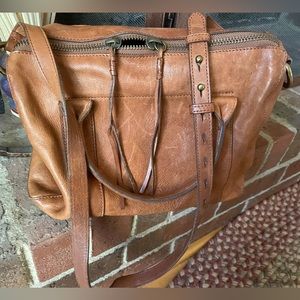 Madewell Distressed Leather Satchel With Crossbody Strap Brown